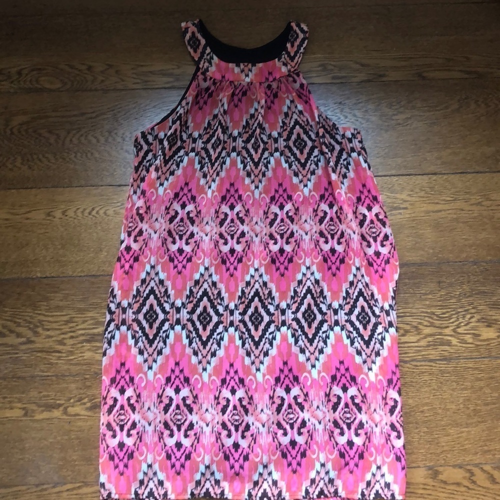 Socialite Nordstrom Pink + Black Ikat Print Dress
